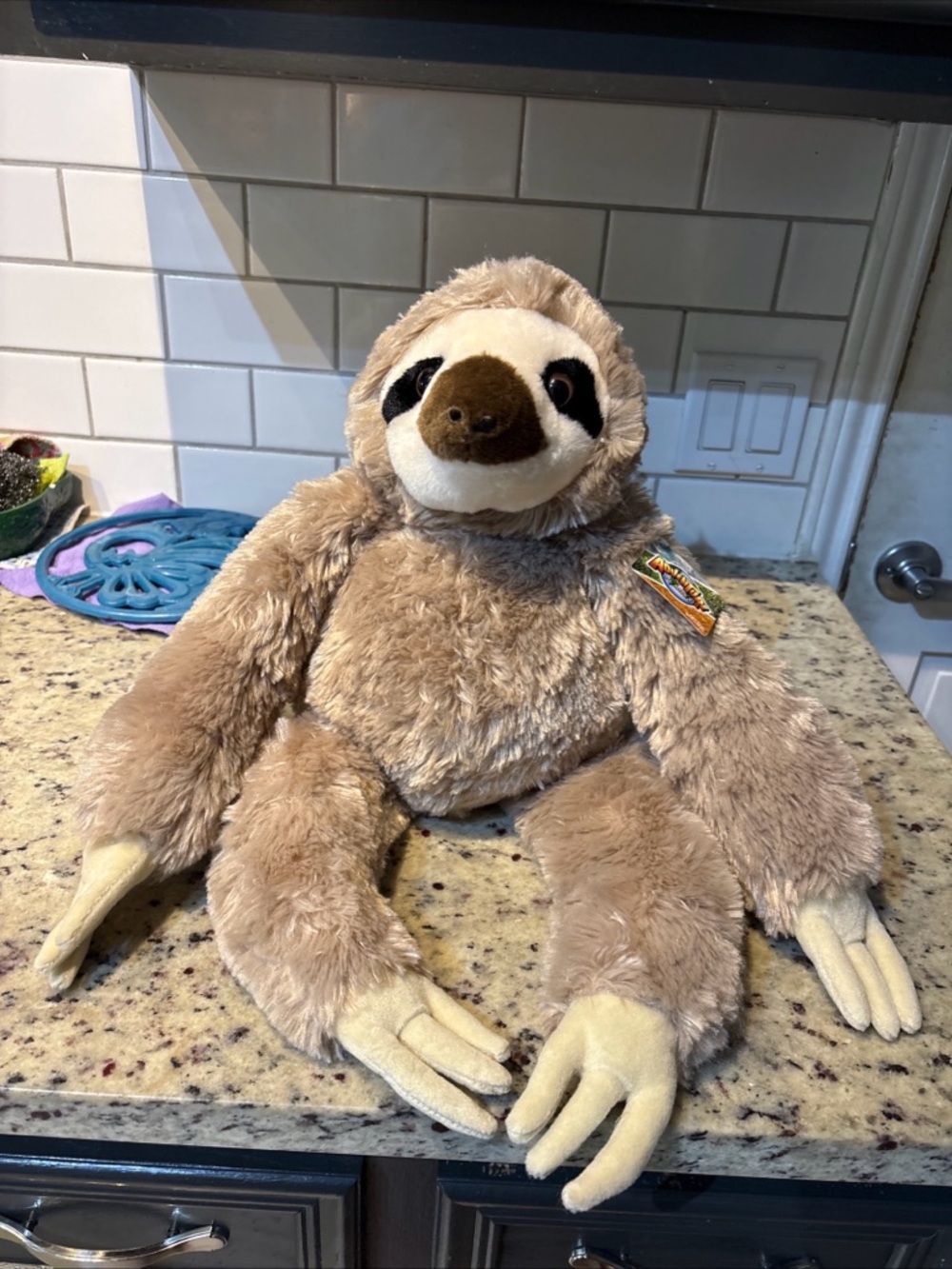 Adventure Planet Sloth Plush 14" Realistic Brown Stuffed Animal Safari Toy
